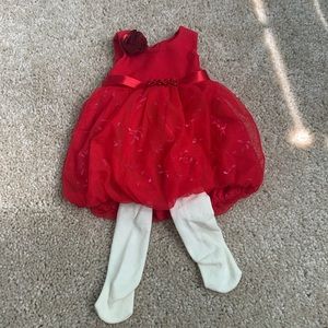 American Girl Doll Red Party Dress With Tights